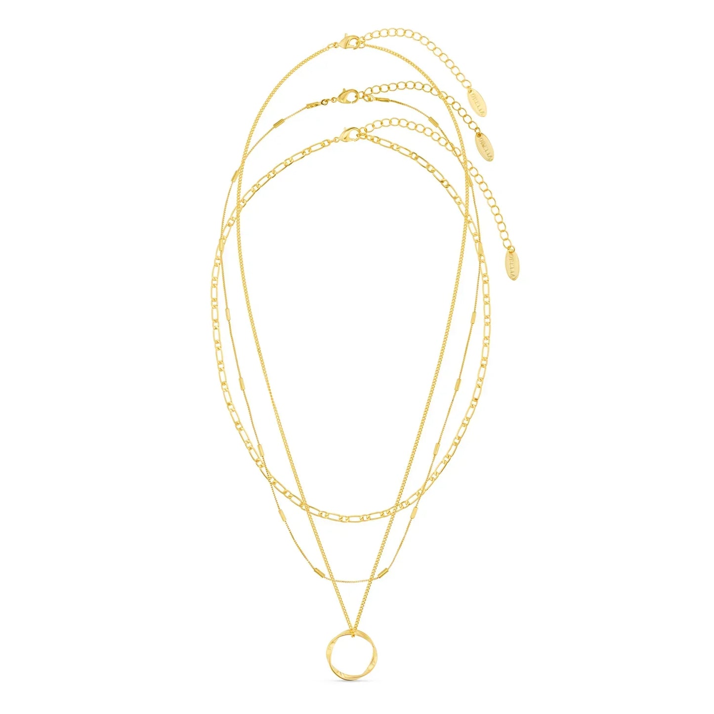 Öppen Cirkel Tretalig Halsband i Guld