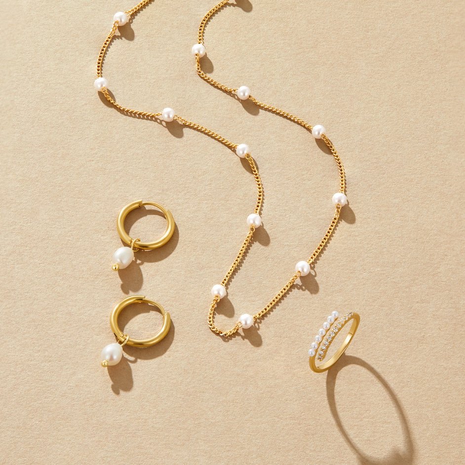 Nura pärlhalsband 18K guldplätering
