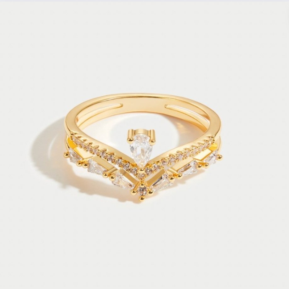 18K guldpläterad Lilly-ring med kristall
