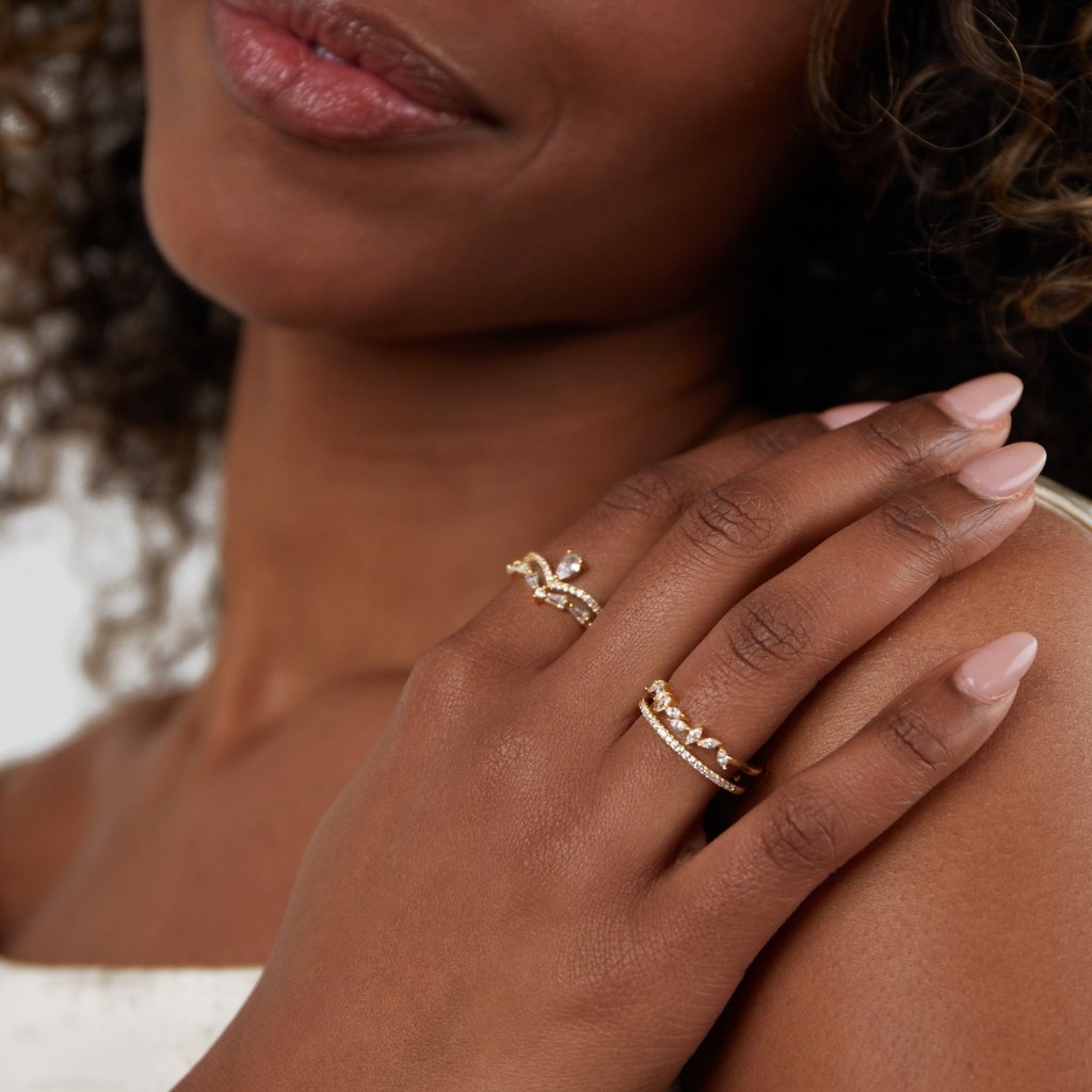 18K guldpläterad Lilly-ring med kristall