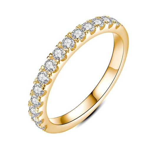 Moissanit Vigselring i Guld